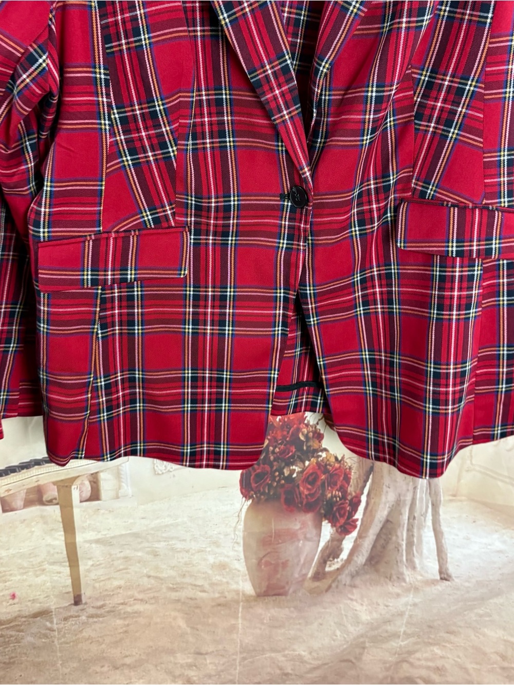 NEW Lane Bryant Red Plaid Tailored Pantsuit - Picture 8 of 9
